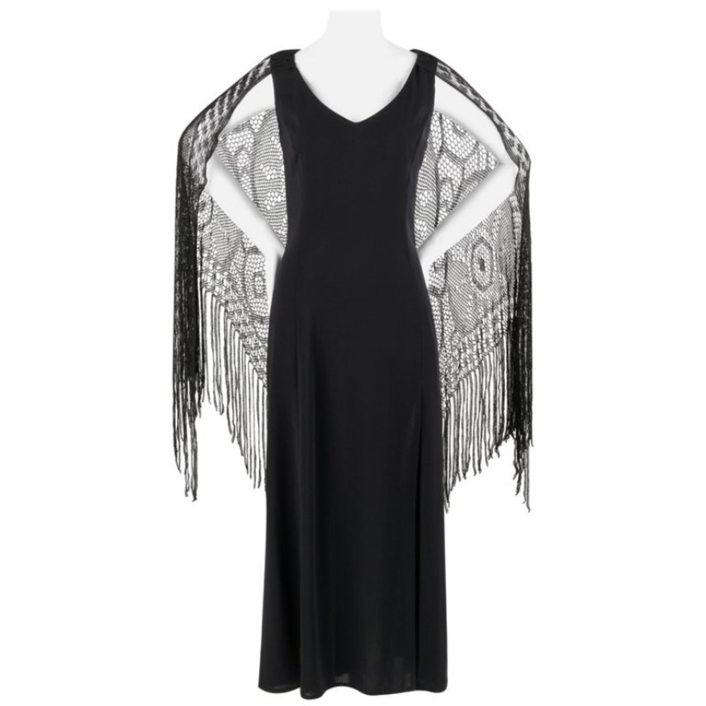 Badgley Mischka Vintage Gown With Lace Cape Black C. 1990 Women’s Size 6 dress